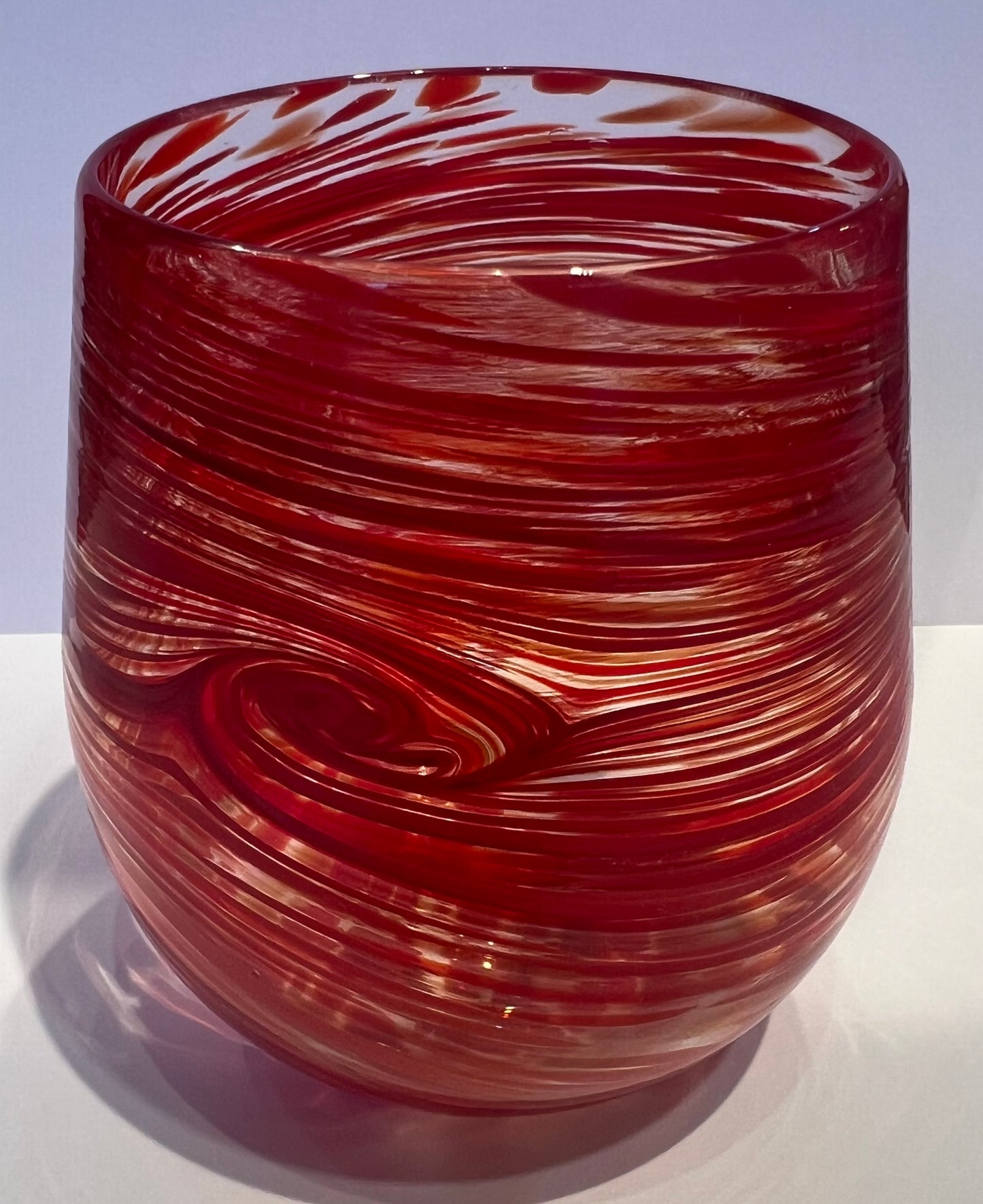 Stemless Wine Glass Red by Cory Ballis