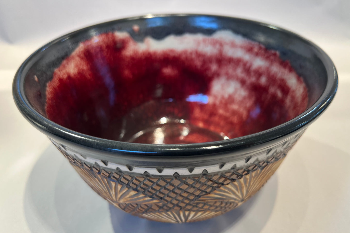 Carved Ginkgo Leaf Bowl by Foxlo Pottery