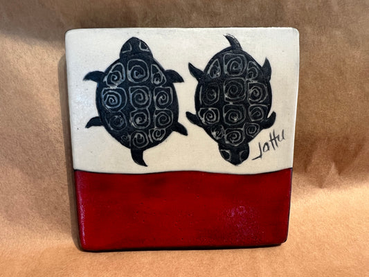 Turtle on Coaster 3.5x3.5 Sally Jaffee