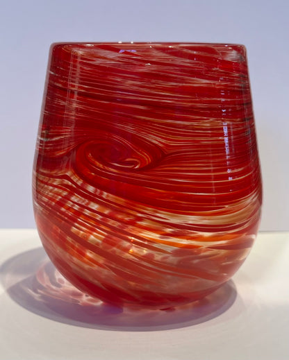 Stemless Wine Glass Red by Cory Ballis