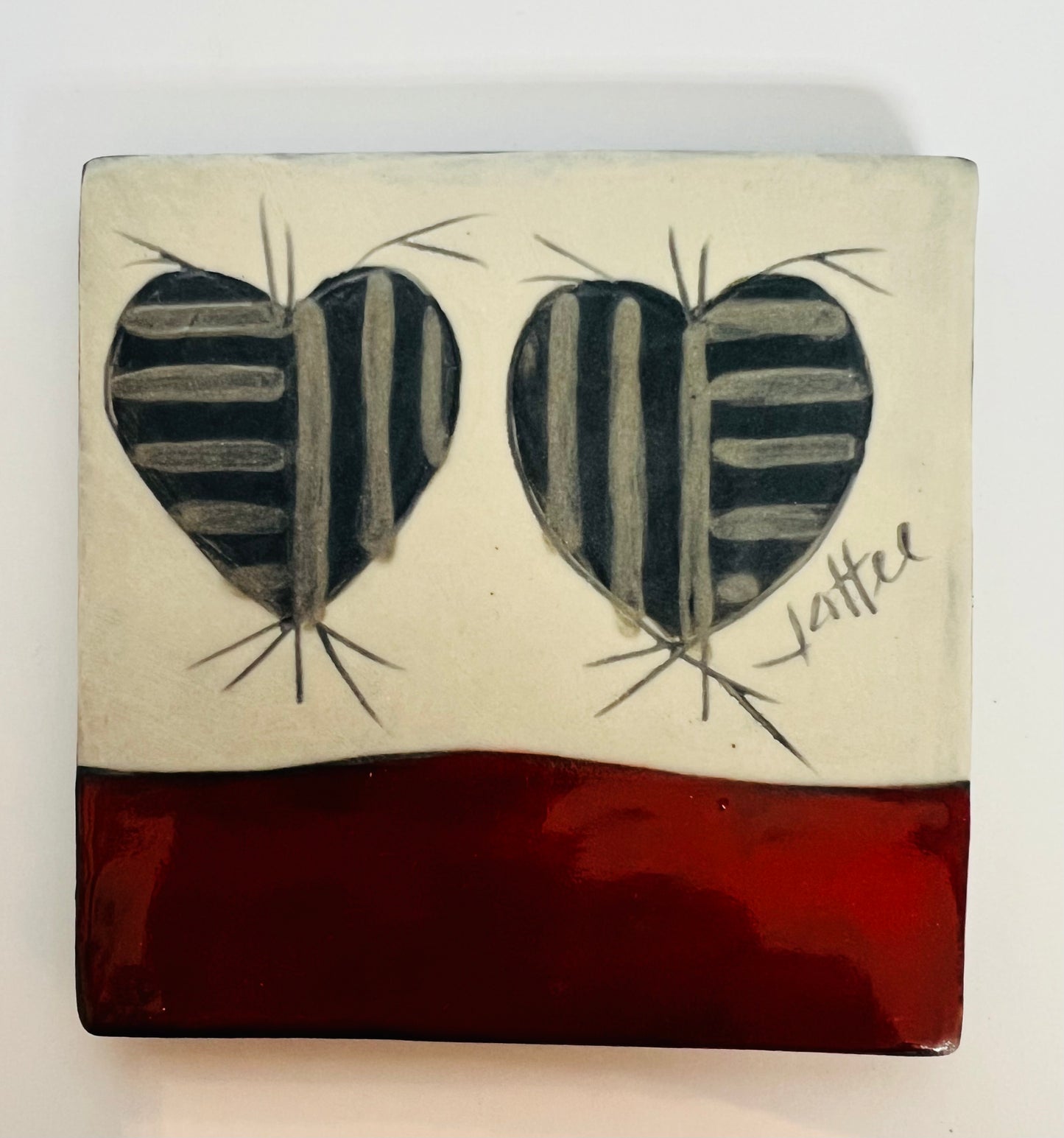 Hearts on Coaster 3.5x3.5 Sally Jaffee